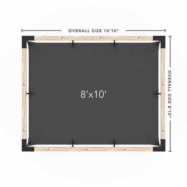 Pergola Kit With Shade Sail For 4X4 Wood Posts _8x10_graphite _8x10_crimson _8x10_denim _8x10_white