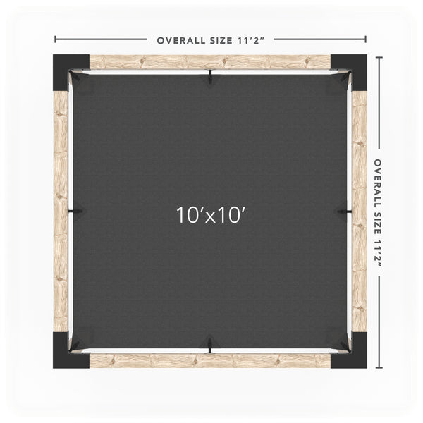 Pergola Kit With Shade Sail For 6x6 Wood Posts _10x10_graphite _10x10_crimson _10x10_denim _10x10_white