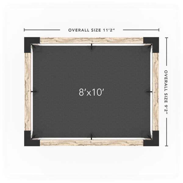 Pergola Kit With Shade Sail For 6x6 Wood Posts _8x10_graphite _8x10_crimson _8x10_denim _8x10_white